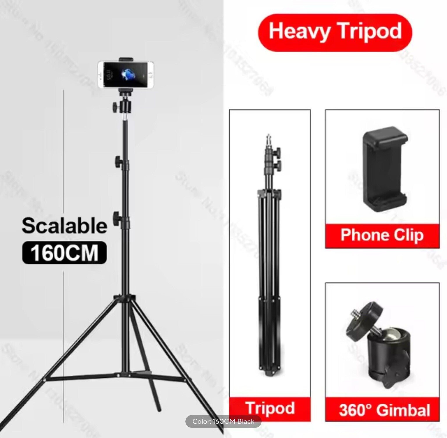 160cm Live Broadcast Tripod Landing Type Camera Anchor Selfie Light Frame Metal